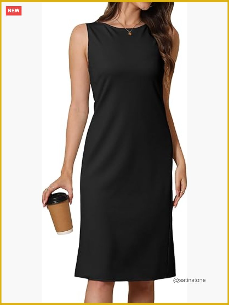 Sleeveless Midi Sheath Dress With Zipper Closure